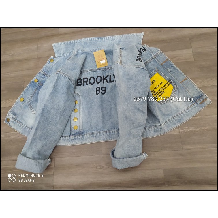 Aó khoác jean nữ xám xanh như hình form dưới 58Kg Brooklyn BB26