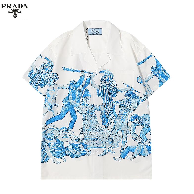 Áo Thun Polo Tay Ngắn Chất Liệu Cotton In Hoạ Tiết Pradg Thời Trang Unisex