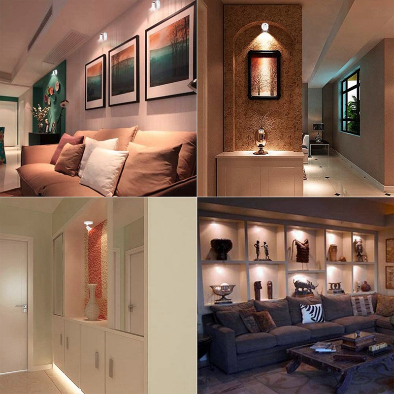 Bộ 2 đèn LED chiếu sáng gắn tường không dây chạy bằng pin có thể xoay