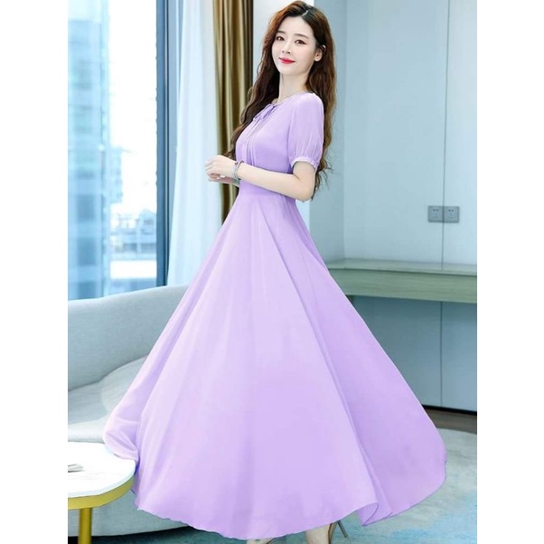 ĐẦM  MAXI XÒE PHỐI XẾP LI 2066