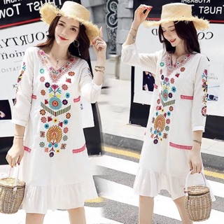 Váy trắng thêu hoạ tiết hàng QCCC loại 1