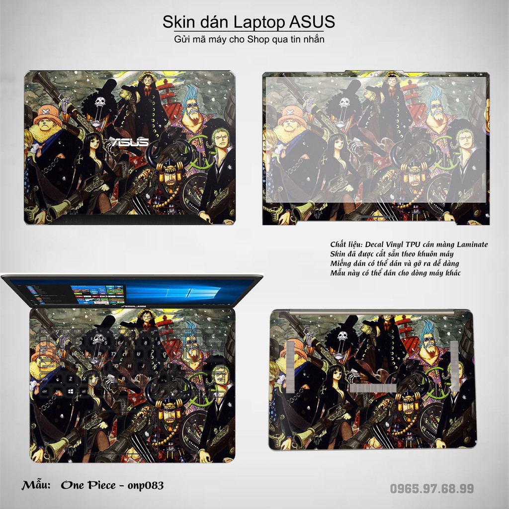 [Mã ELFLASH5 giảm 20K đơn 50K] Skin dán Laptop Asus in hình One Piece bộ 7 (inbox mã máy cho Shop)