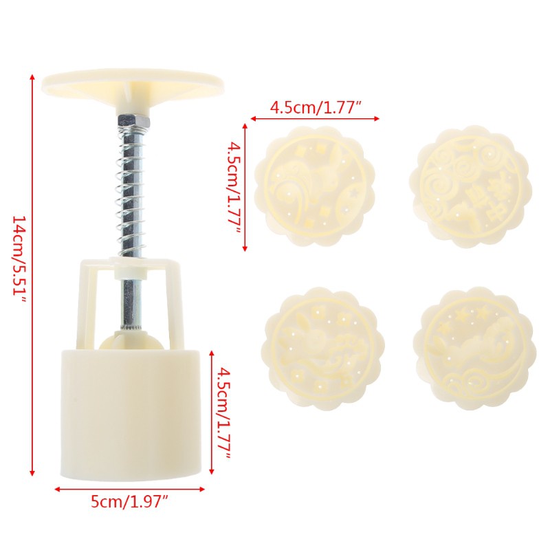 Khuôn Làm Bánh Trung Thu / Mặt Trăng / Bánh Trung Thu Diy Hình Tròn 4 Ngăn 50g
