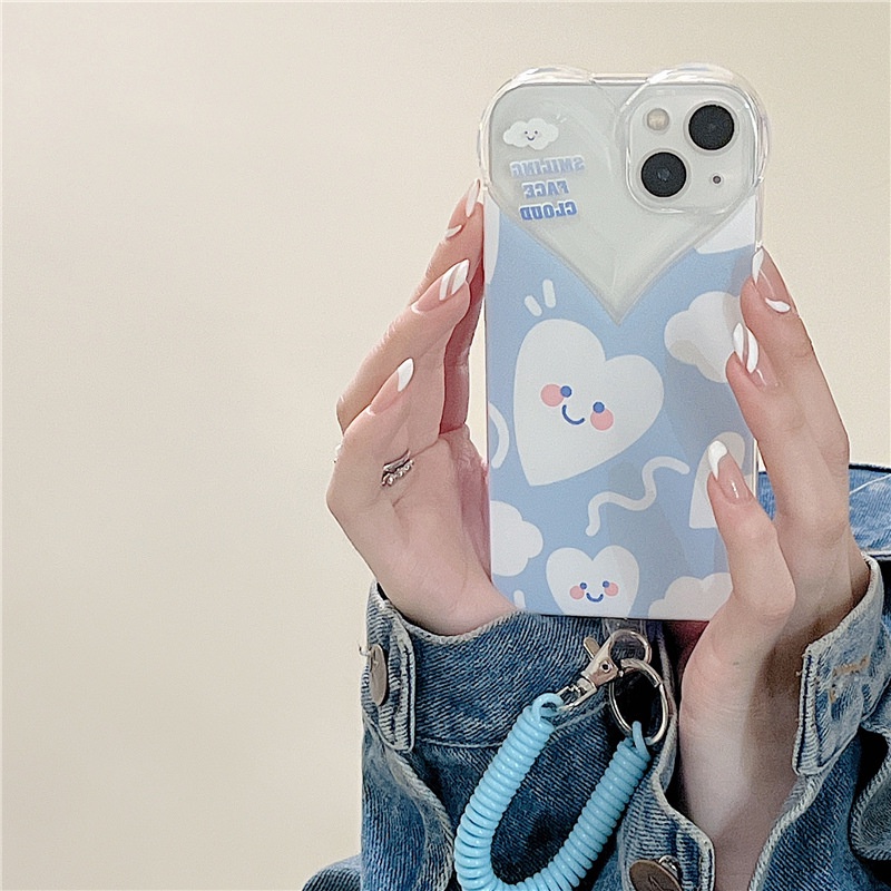 Ốp Điện Thoại Silicone tpu Hình Mặt Cười Có Dây Đeo Cho iPhone 13 12Pro 11 7/8Plus 6 7 8Plus Xs Xr Max