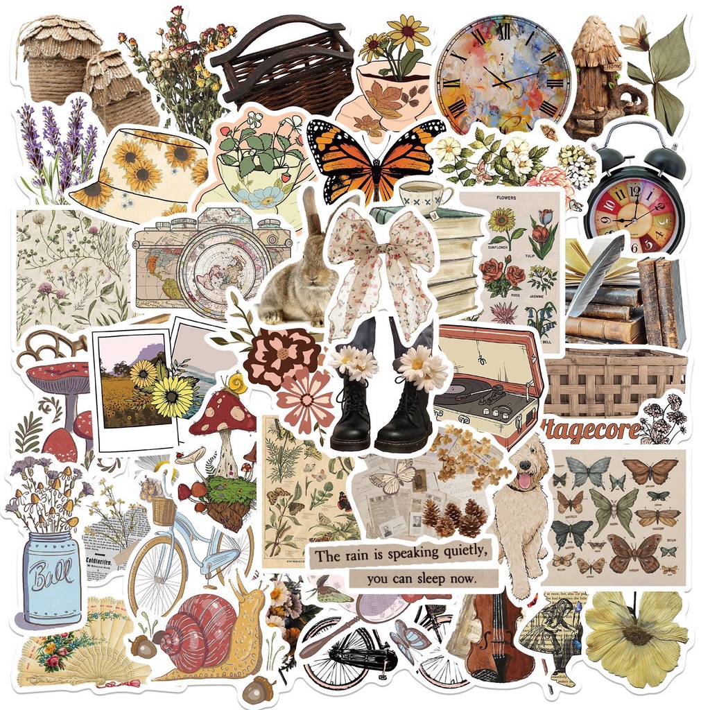 Sticker Vintage chủ đề dễ thương trang trí sổ, hình dán điện thoại, máy tính dễ thương Xem thêm ở phần MÔ TẢ SẢN PHẨM