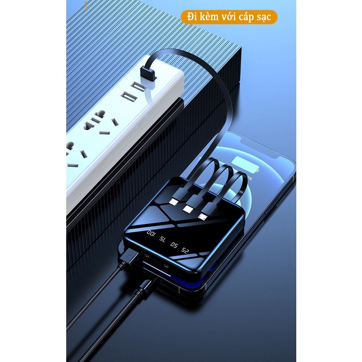 Ngân hàng điện dung lượng lớn 8000mAh/20000mAh （Đi kèm với ngân hàng điện 4 dây ）Sạc nhanh năm thiết bị cùng lúc
