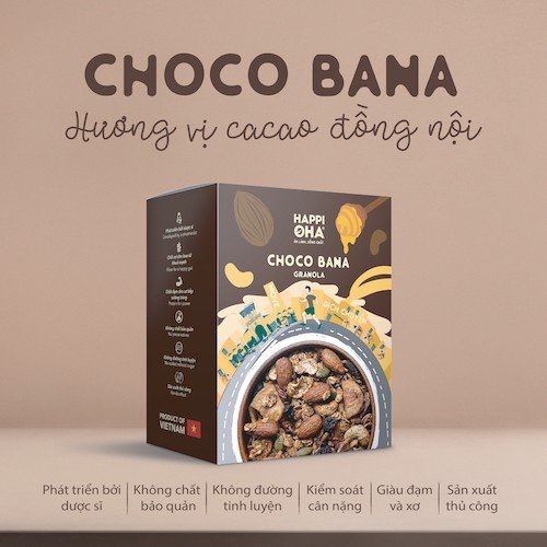 Granola Choco Bana HAPPI OHA - Ngũ Cốc Ăn Sáng/ Ngũ Cốc Ăn Kiêng Không Đường Tinh Luyện Vị 12 Loại Hạt Trái Yourshop