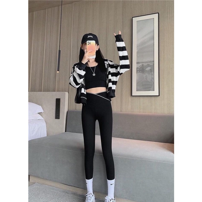 [NHẬP MÃ CHAS500 GIẢM NGAY 20K ĐƠN HÀNG 500] Quần legging  cạp cao vạt chéo CHIANG dáng dài, co giãn 4 chiều, nâng mông | BigBuy360 - bigbuy360.vn