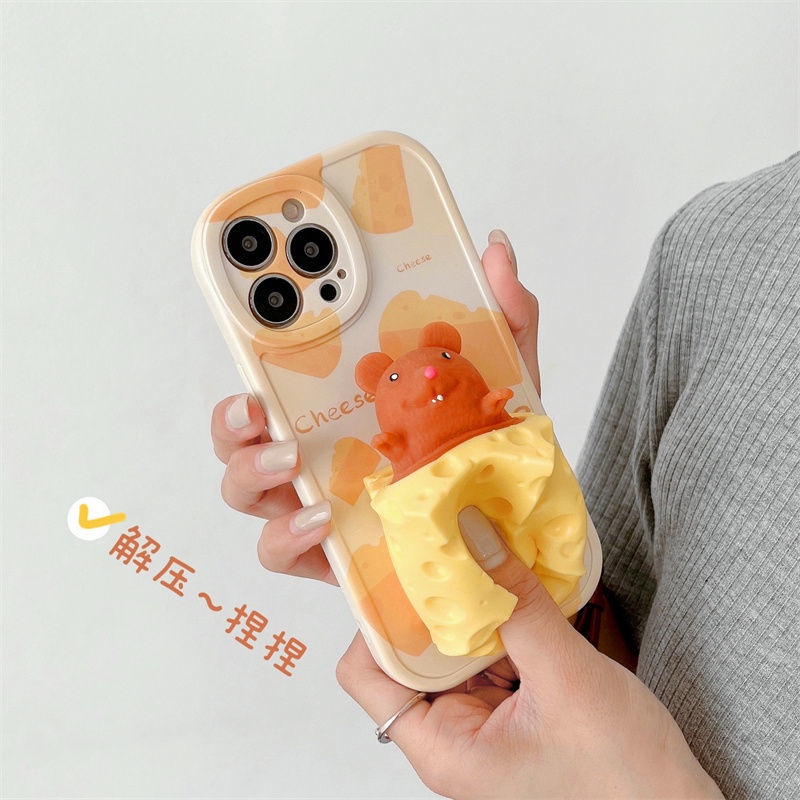 Ốp Điện Thoại Mềm Nén Khí In Hình Phô Mai/Chuột Vui Nhộn Bảo Vệ Cho iPhone13 12/11pro/xr/xsmax