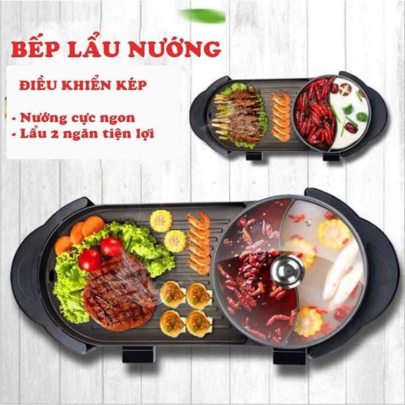 🌟🌟 BẾP LẨU NƯỚNG ĐIỆN 2 TRONG 1 GRILLED ONE-POT