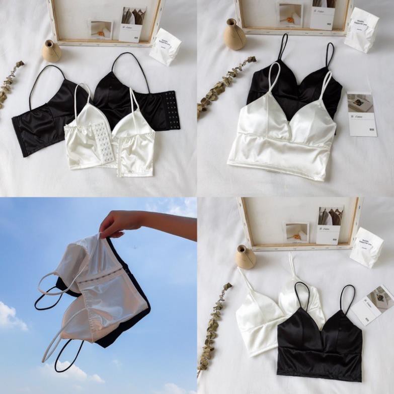 Áo Bra Satin Phi Bóng Bản To Không Gọng Thiết Kế Đơn Giản Nâng Ngực Nhẹ | BigBuy360 - bigbuy360.vn