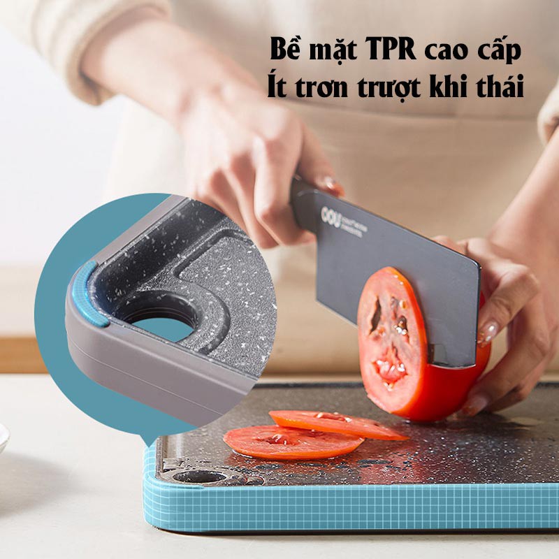 Thớt hai mặt kháng khuẩn, chống nấm mốc đa chức năng, khổ lớn 40cmx28cm