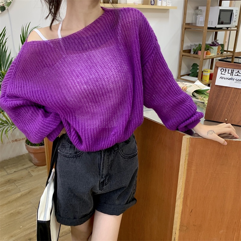 Áo sweater NZN dệt kim tay dài cổ tròn dáng rộng thời trang dành cho nữ có 5 màu tùy chọn