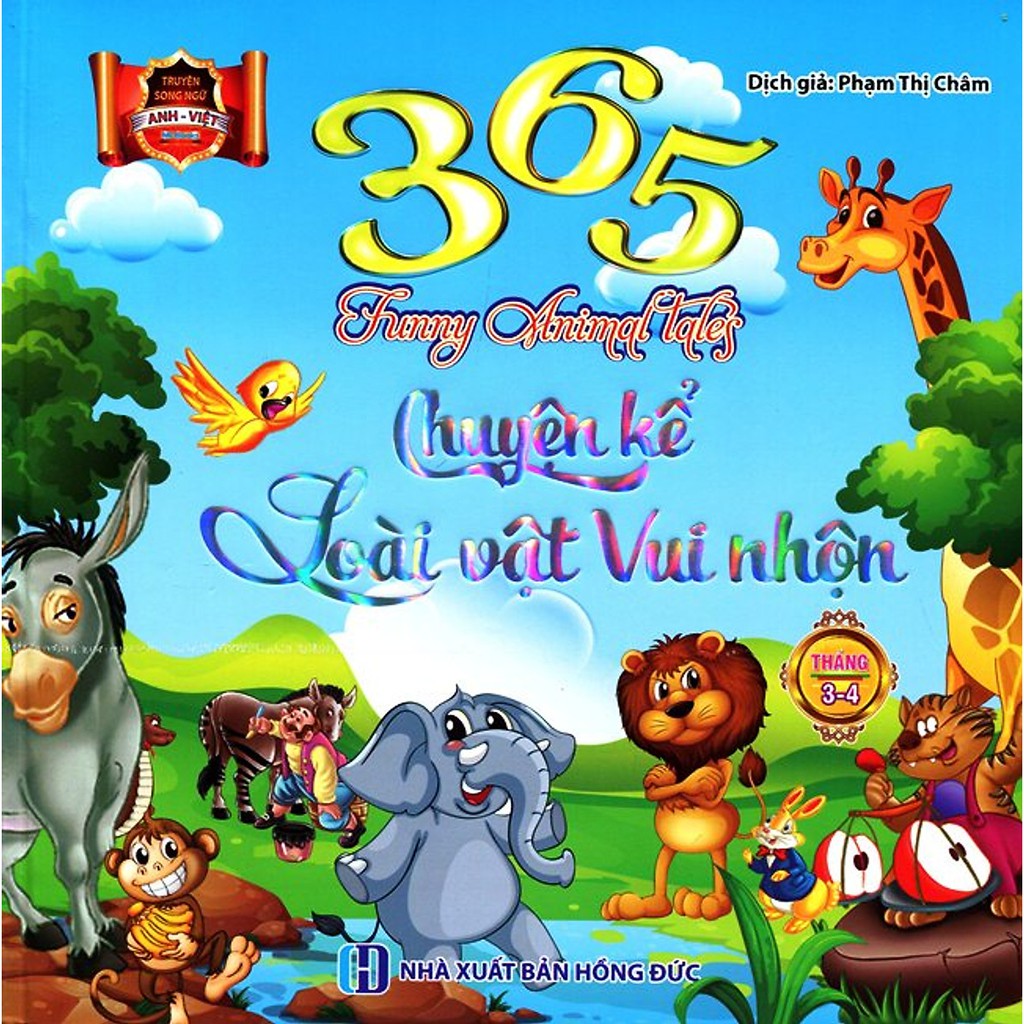 Sách - 365 Chuyện Kể Loài Vật Vui Nhộn Song Ngữ Anh Việt(3-4 tháng)