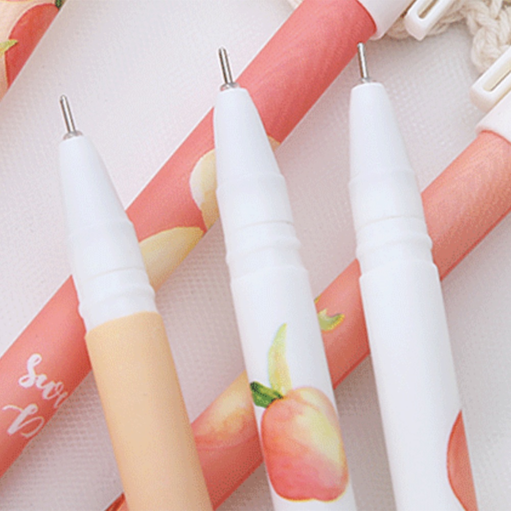 Set 6 Bút Mực Gel Ngòi 0.5mm Hình Quả Đào Dễ Thương