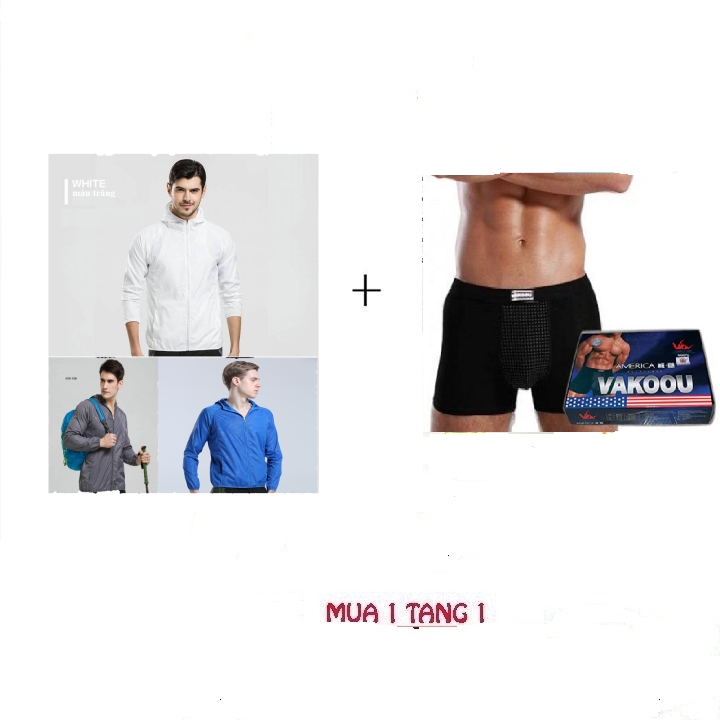 Combo áo khoác chống nắng siêu nhẹ ABS tặng quần lót nam Vakoou