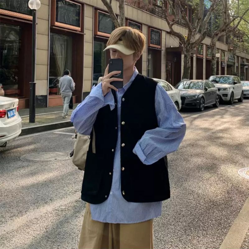 ÁO KHOÁC GILE NAM NỮ MÀU BE ĐEN VINTAGE CHẤT VẢI KAKI / ÁO GILE MÀU NÂU BE NAM NỮ UNISEX