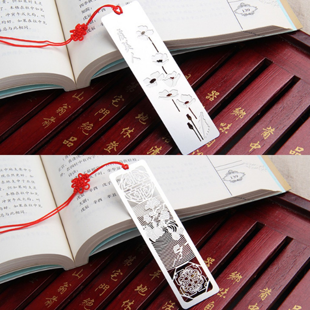 Bookmark kim loại bạc mẫu nghệ thuật cổ trang