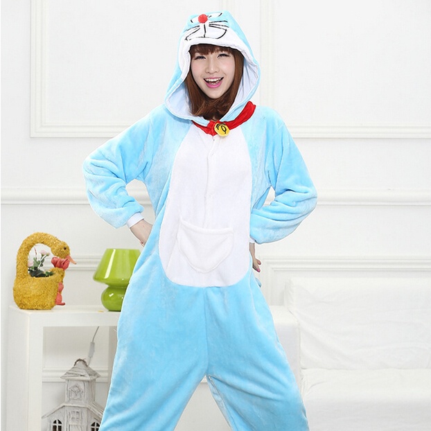 Bộ Đồ Ngủ Liền Thân Hóa Trang Nhân Vật Anime Doraemon Bằng Vải Flannel Dành Cho Người Lớn