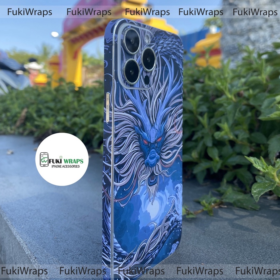 Tấm dán Skin Mặt Sau Rồng Xanh FULL VIỀN Dành Cho 13prm , 12prm , 11prm , x , xsm , ip11 , ip12 , ip13 - FukiShop