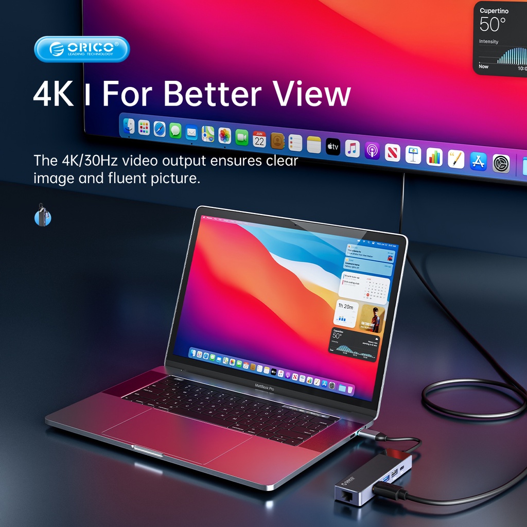 Orico Hub Chia Cổng USB Type C 10 Trong 1 Với Cổng 3.5mm Audio SD / TF / HDMI VGA PD 1 Cổng USB 3.0