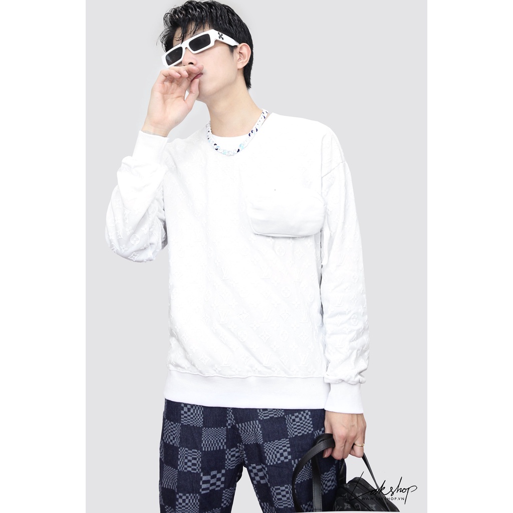 Áo nỉ Luon Vuituoi Monogram Pocket White Sweatshirt
