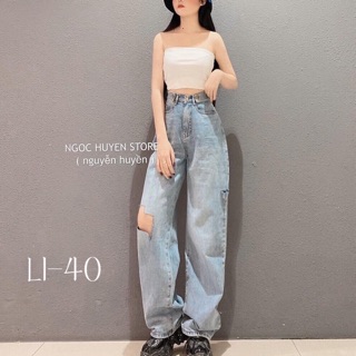 🌪Bagyy Jeans Xanh Ống Dài Rách