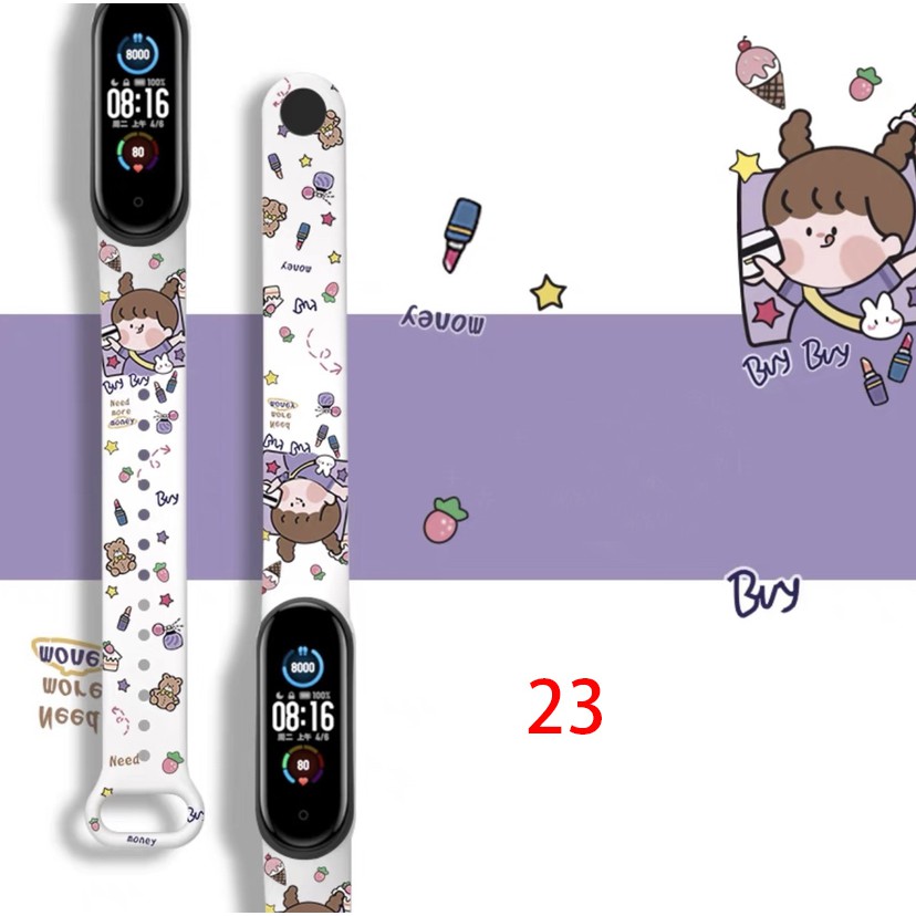 Dây đeo silicon họa tiết rằn ri cho đồng hồ Xiaomi Mi band 3 4 5 6 7 Miband 3 4 5 6 7