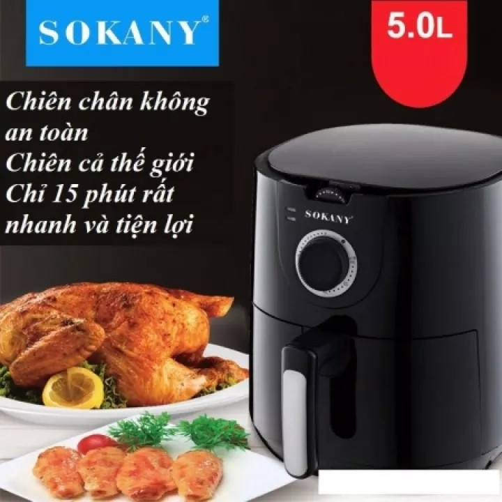 Nồi chiên không dầu Sokany dung tích đại 5L- Nồi nướng điện cao cấp- Hàng xuất Châu Âu-Bảo hành 2 năm