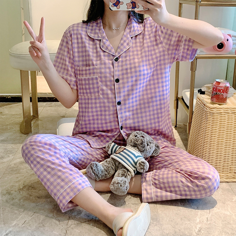 Bộ đồ ngủ cotton tay ngắn đáng yêu cho nữ