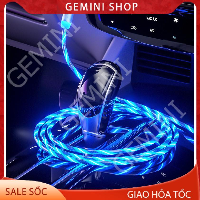 (Tặng 3 đầu sạc Dùng mọi ĐT IPType C Micro USB) Dây Cáp Sạc Nam Châm Phát sáng Xoay 360 Độ,Từ Tính