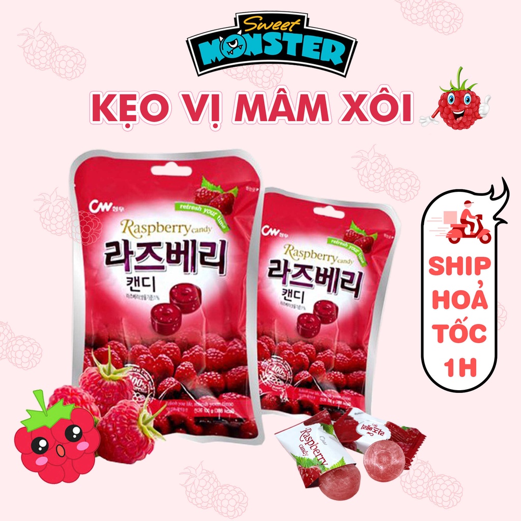 Kẹo mâm xôi CW, kẹo ngậm trái cây Hàn Quốc gói 100gr - 07122