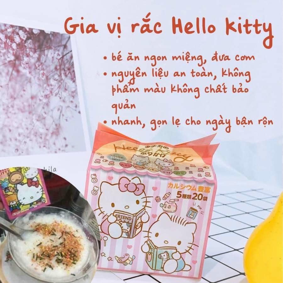 Gia vị rắc cơm Hello Kitty Nhật mẫu mới gồm 20 gói nhỏ cho trẻ ăn dặm