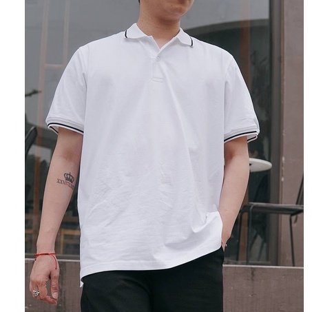 Áo polo nam cổ bẻ BIGSIZE kẻ viền cổ tay chất liệu cá sấu poli thoáng mát có size lớn đến 130kg