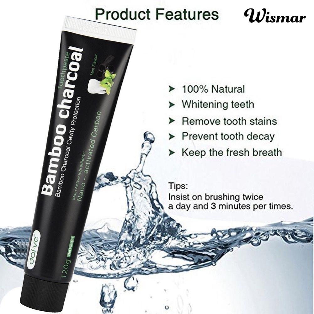 Kem đánh răng than tre hoạt tính loại bỏ vết bẩn làm trắng răng màu đen 120g