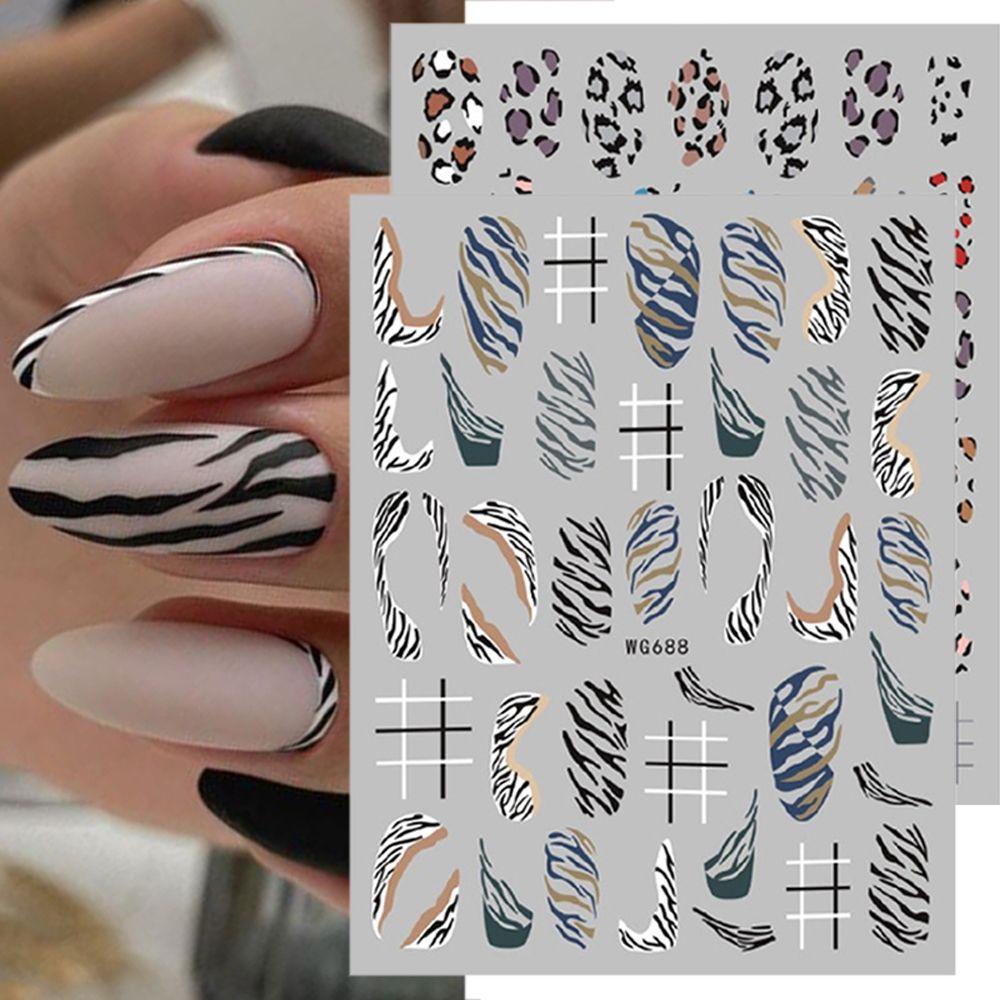 Miếng Dán Trang Trí Móng Tay Họa Tiết Da Báo / Bò Sữa Hoạt Hình Độc Đáo DIY