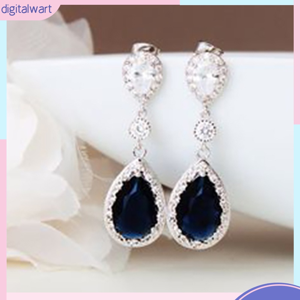 Bông tai dáng dài phối mặt hình giọt nước tinh tế thời trang cho nữ