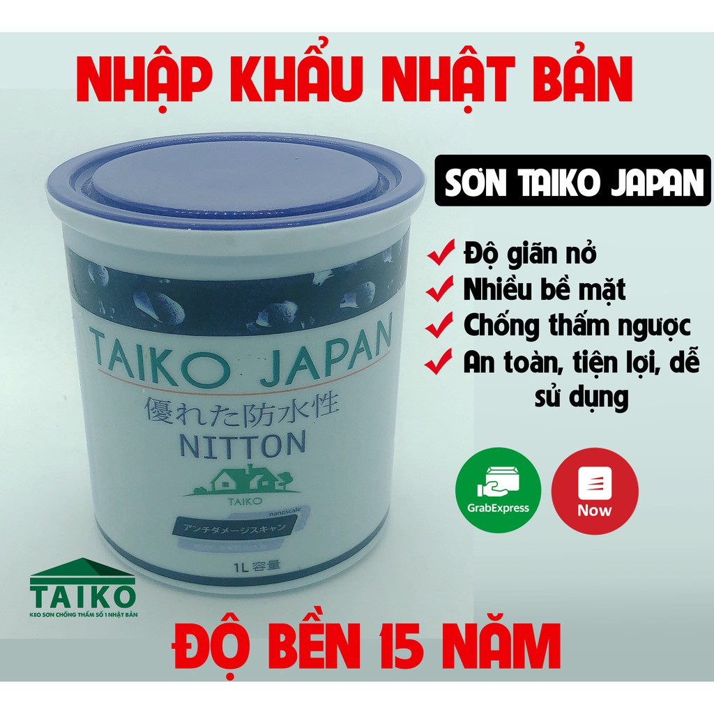 Bảo Hành 12 NămKeo quét Nhật Bản - TaiKo Japan chống thấm vết nứt mái nhà, sàn nhà vệ sinh, máng xối, tôn, triệt