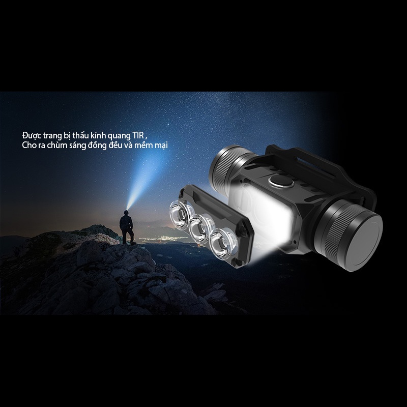 Đèn pin đội đầu ACEBEAM H50 V2.0 sáng 2000 lumen chiếu xa 141 mét LED Luminus SST-20 sạc USB C kèm pin