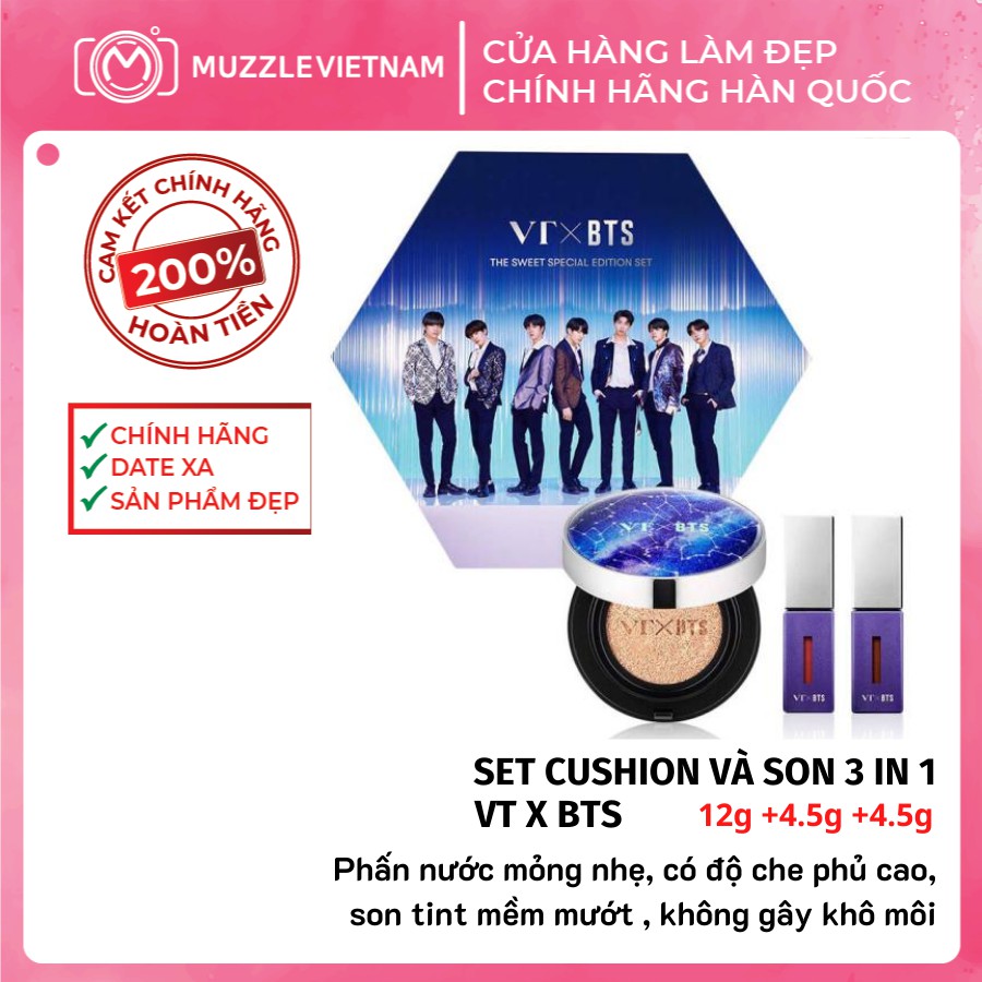[SALE LỚN + Tặng Mặt Nạ Harana Trị Giá 25k] Set Mỹ Phẩm BTS Chính Hãng Mua 1 Được 3 [1 Cushion + 2 son] | BigBuy360 - bigbuy360.vn