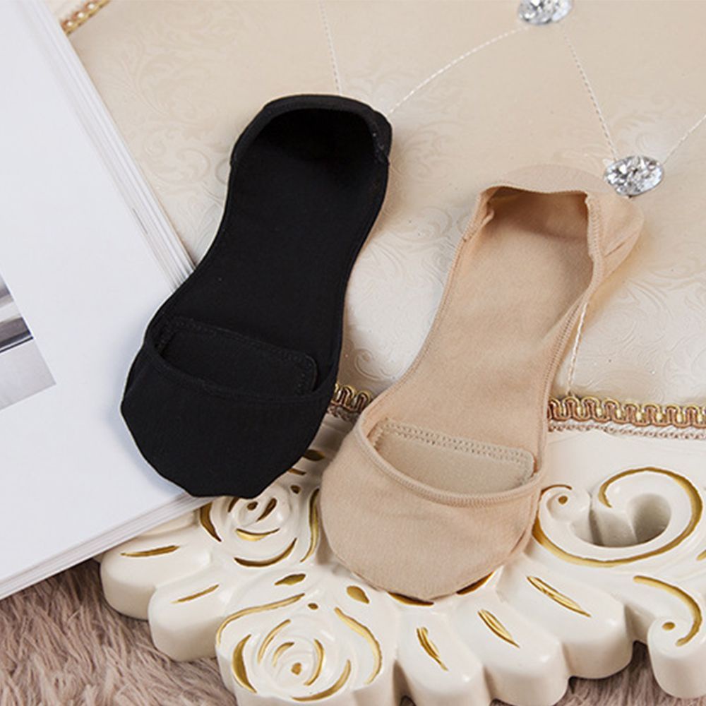 Vớ cotton mỏng không có mặt hông không lộ có lót xốp mềm thoáng khí cho nữ mang giày cao gót