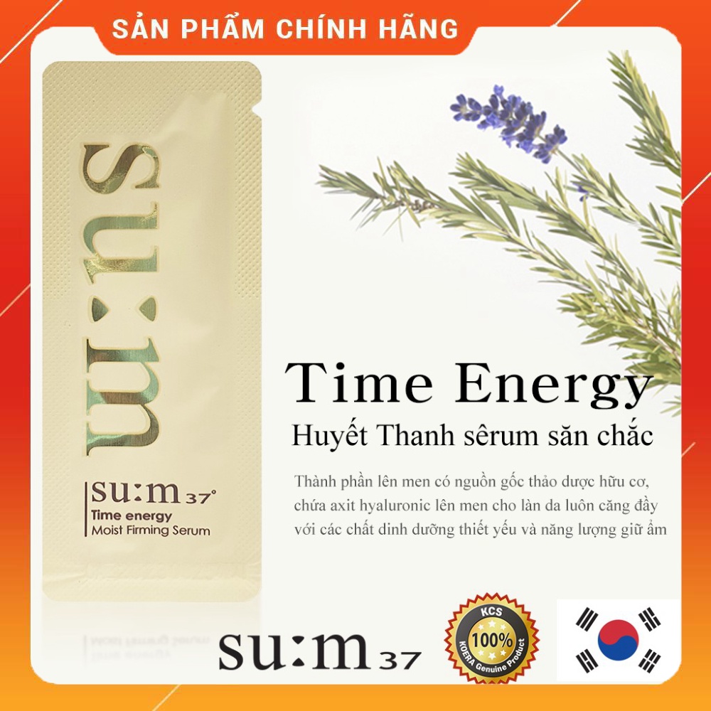 Gói Serum chống lão hóa, dưỡng da sáng bóng mịn màng -  su:m 37 Time Energy Moist Firming Serum Sample 1ml