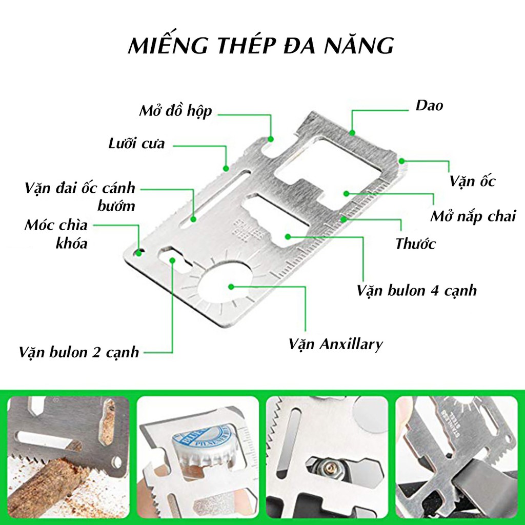 Hộp sinh tồn SOS 9 món cao cấp bộ dụng cụ đa năng đi phượt du lịch tiện lợi