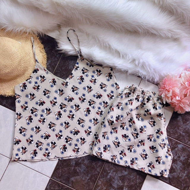 Set bộ mặc nhà cute - set bộ hai dây mặc nhà thời trang mới nhất