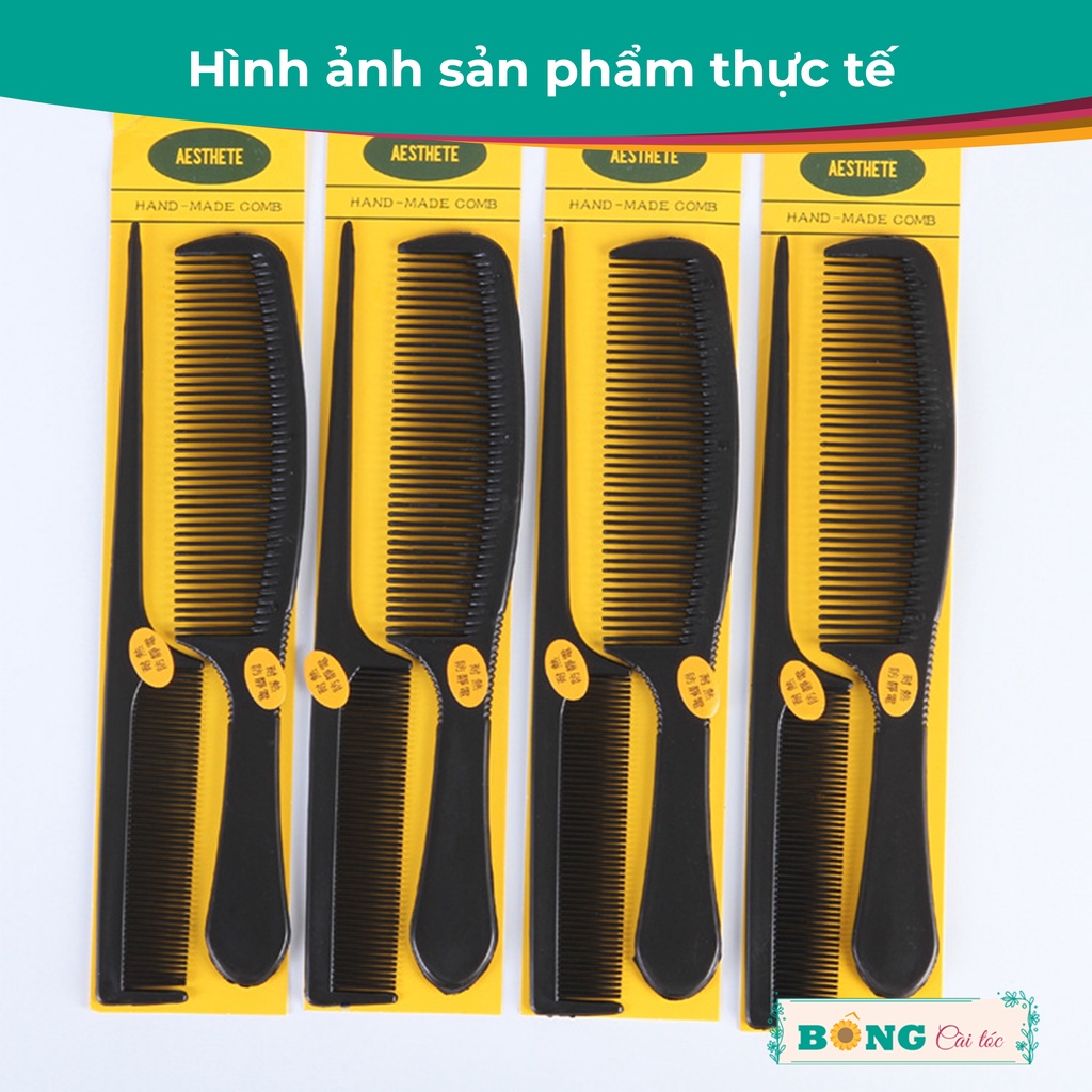 Set lược chải tóc 2 chiếc màu đen kiểu dáng truyền thống LCT20 - Lược BÔNG Cài Tóc