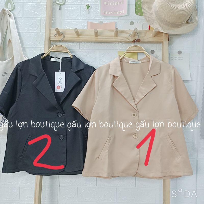 áo blazer ngắn tay trơn basic ảnh thật