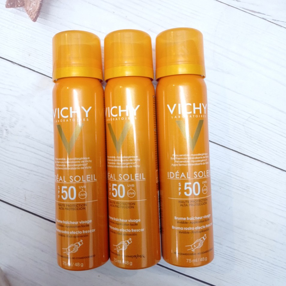 XỊT CHỐNG NẮNG VICHY 75ML - GIẢM DẦU NHỜN, KHÔ THOÁNG VÀ KHÔNG BÍ BẾT - DẠNG XỊT PHUN SƯƠNG SIÊU TIỆN LỢI