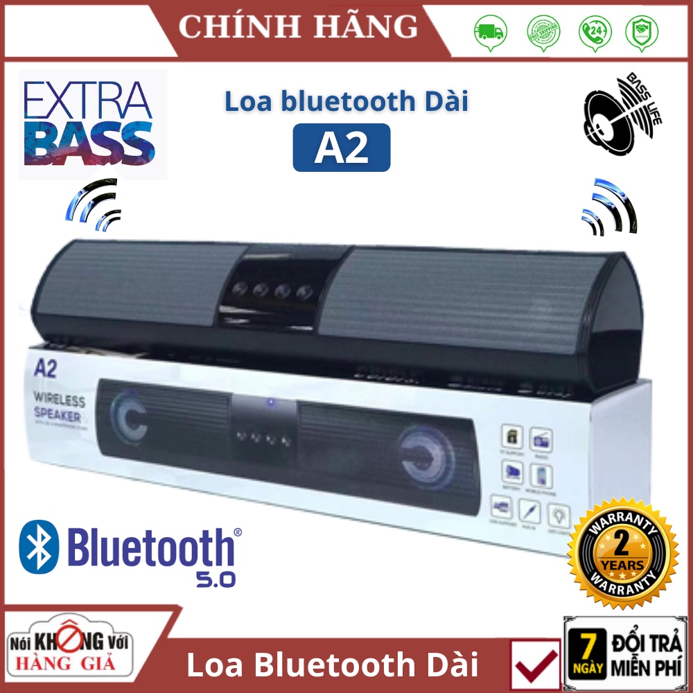 Loa Bluetooth Speaker A2  FREESHIP  Loa Dáng Dài 2 Loa Cực Đỉnh, Kểu Dáng Sang Trọng Hỗ Trợ Thẻ Nhớ