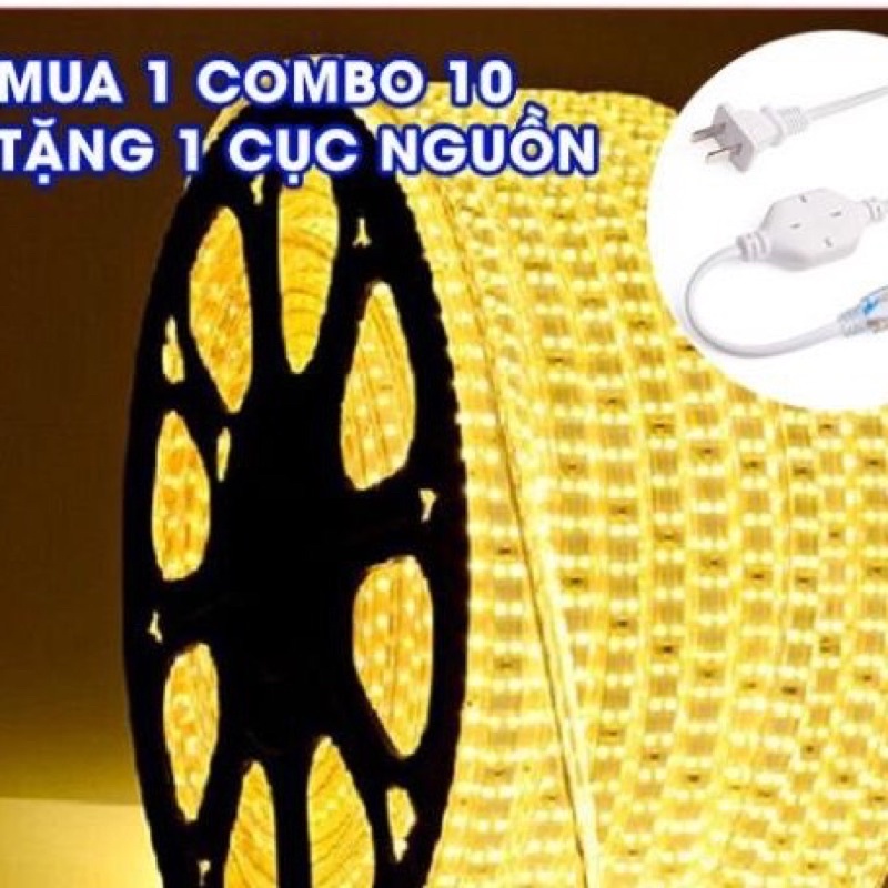 combo 10m dây led đôi-120 mắt led màu vàng, trắng, xanh or tím