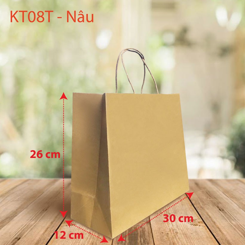 10 Túi giấy kraft trơn KT08T-nâu